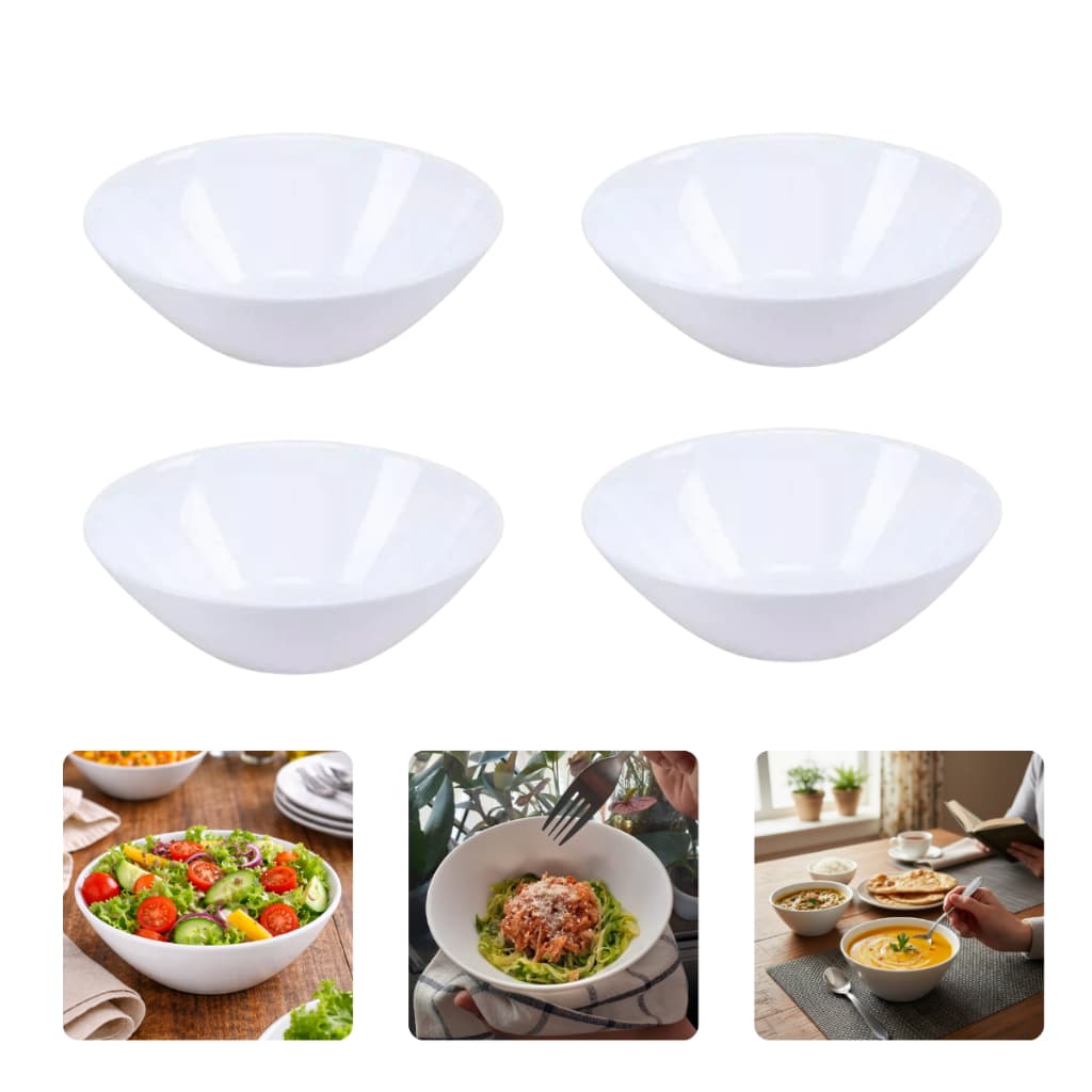 Conjunto Kit 4 Bowls PAra Refeição Caldo Cozinhar Massas Tijela De Vidro Elegante Mesa Posta
