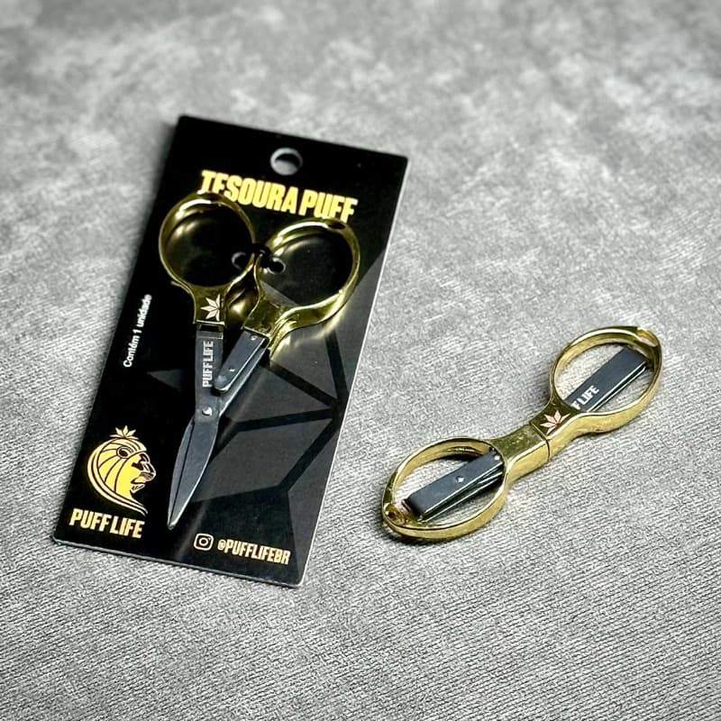 Tesoura Puff Life Collab RAW Original – Compacta, Afiada e Resistente | Edição Exclusiva