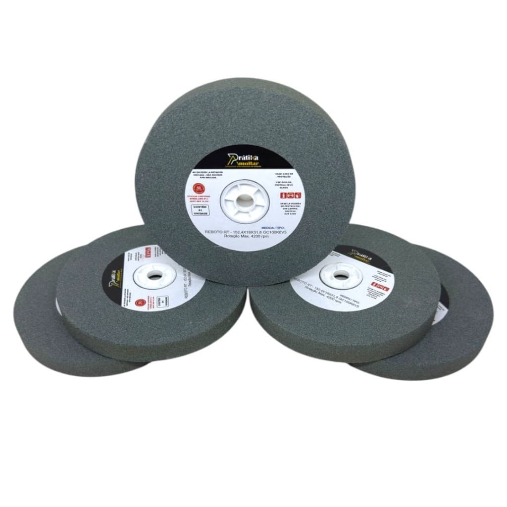 Rebolo Reto Afiação 6 Pol. X 19 X 3/4 Grão 100 Vídea Esmeril Verde-escuro