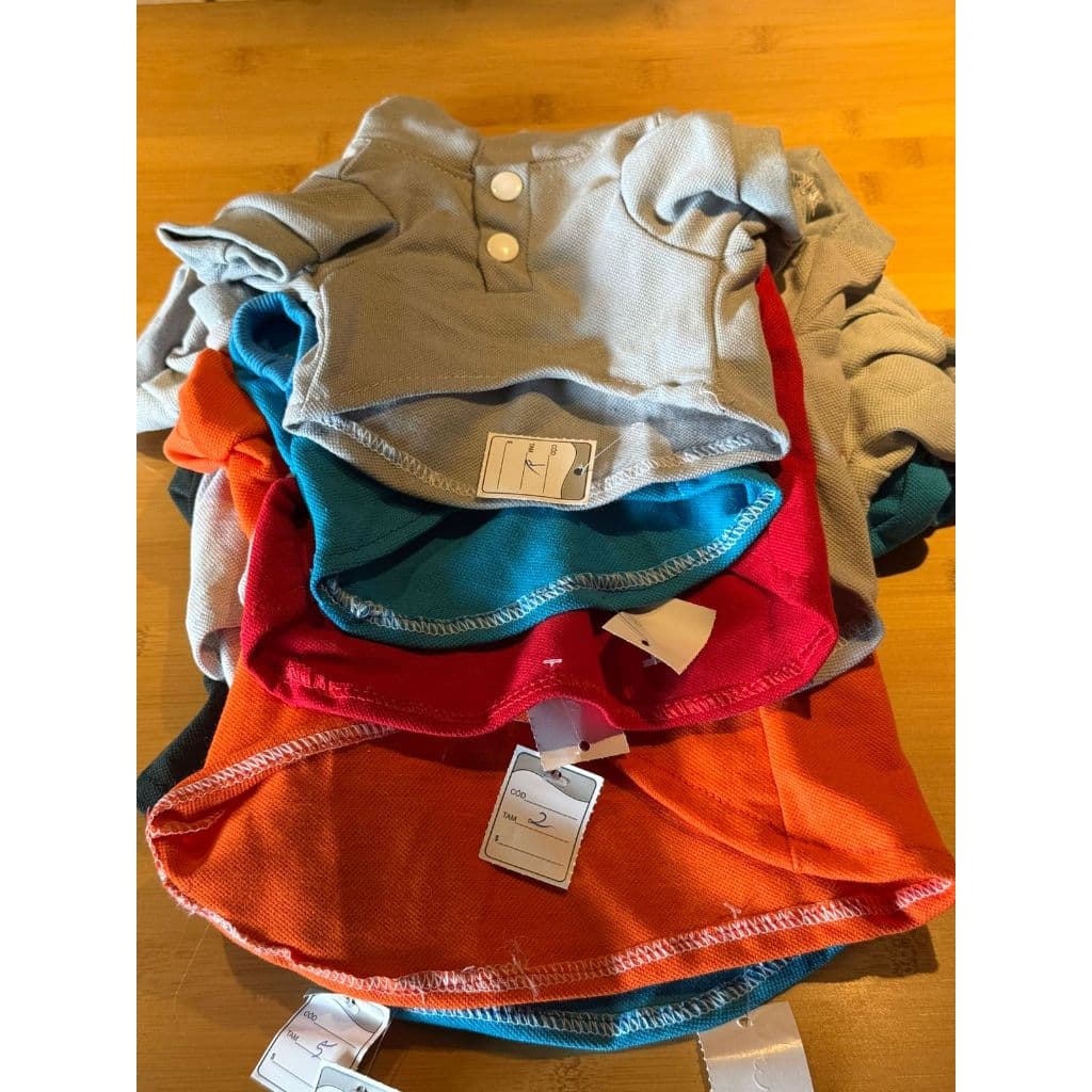 Kit Atacado 5 Camisas Polo Pet - Grade Completa (Tam 1 ao 5) - Loja de Fábrica para Revenda
