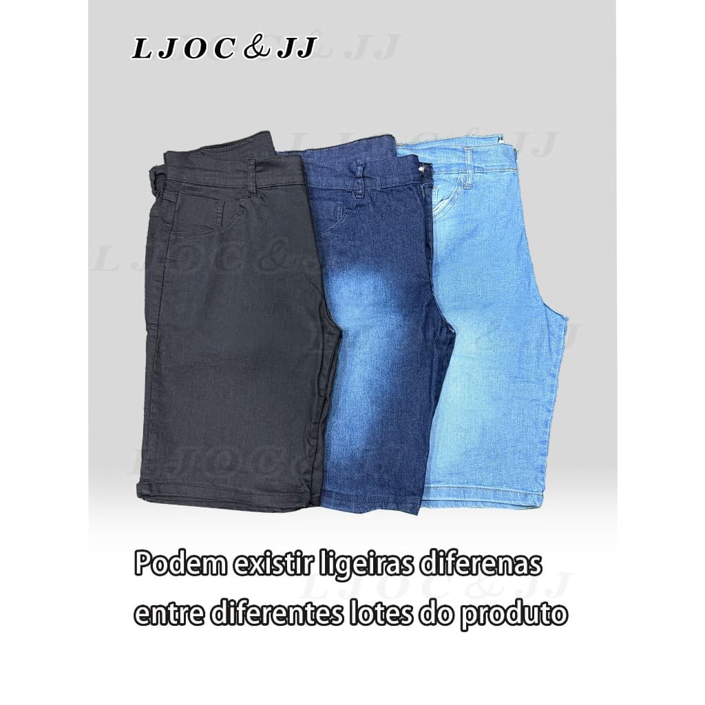Kit 3 Bermuda Shorts Jeans Lisa/ Rasgada Estilo Moda ——Fábrica