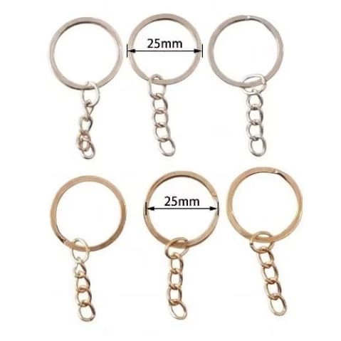 Argola Italiana com corrente tamanho 25mm, 50 unidades