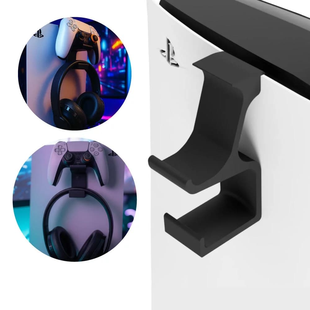 Suporte Controle Headset PS5 Playstation 5 Fone - Encaixe Lateral Console