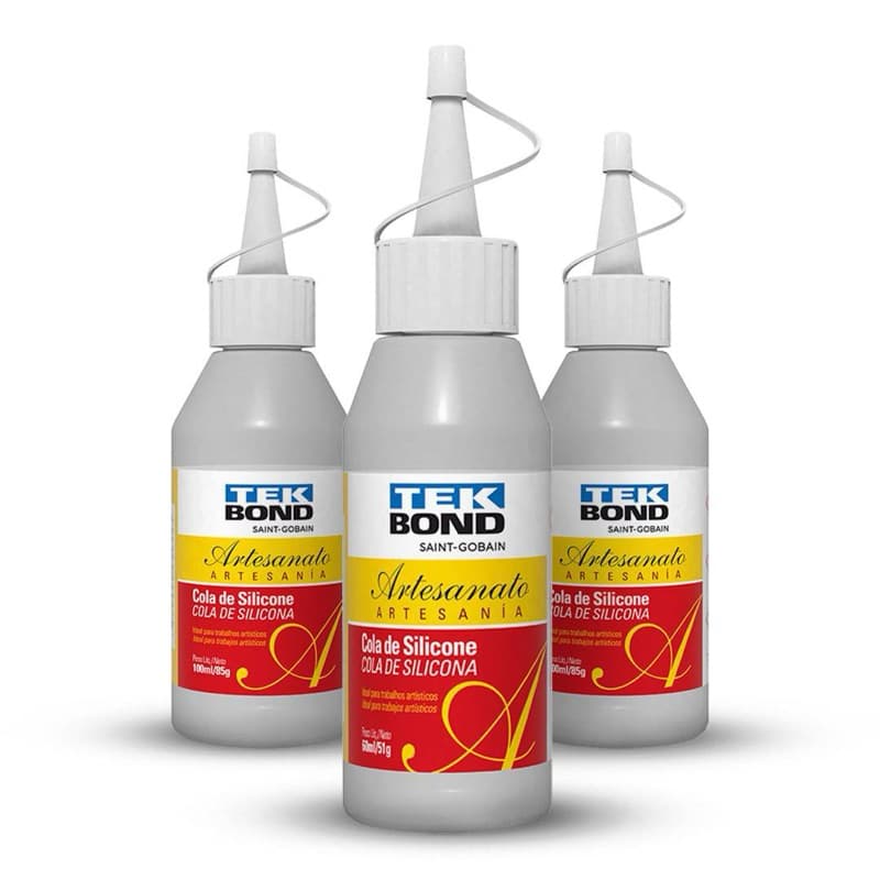 Kit 3 Cola Silicone Líquida Tekbond 25g/30ml Transparente Multiuso Para Artesanato EVA Papel Madeira
