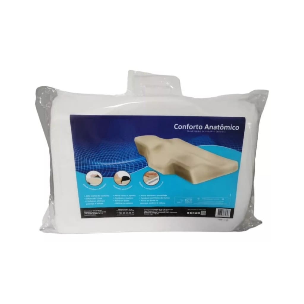 Travesseiro Cervical Nasa Anatômico Ortopédico Dupla Altura 12cm Antialérgico Conforto Firme