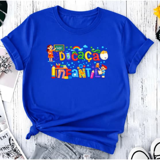 Camiseta Professora Feminina Profissão T Shirt Com Frase Educação infantil Pedagogia 100% Algodão Premium Estampada Prof