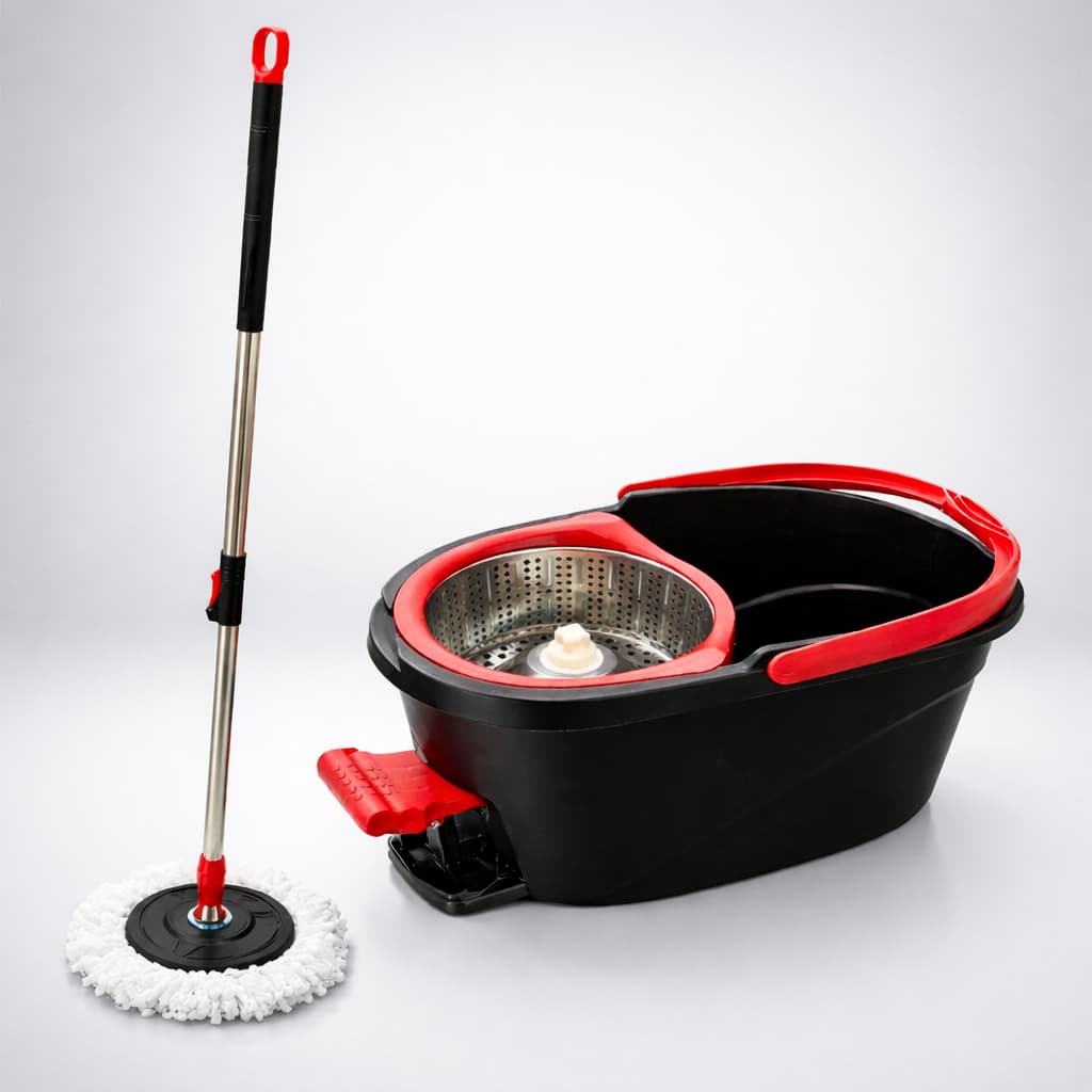 Mop Giratório com Balde 13L Pedal Inox Esfregão Limpeza 360