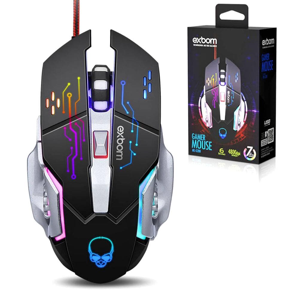 Mouse Gamer Exbom G280 LED - ENVIO IMEDIATO