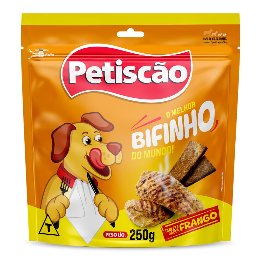 Bifinho Petisco Sabor Frango para Cães Petiscão 250g