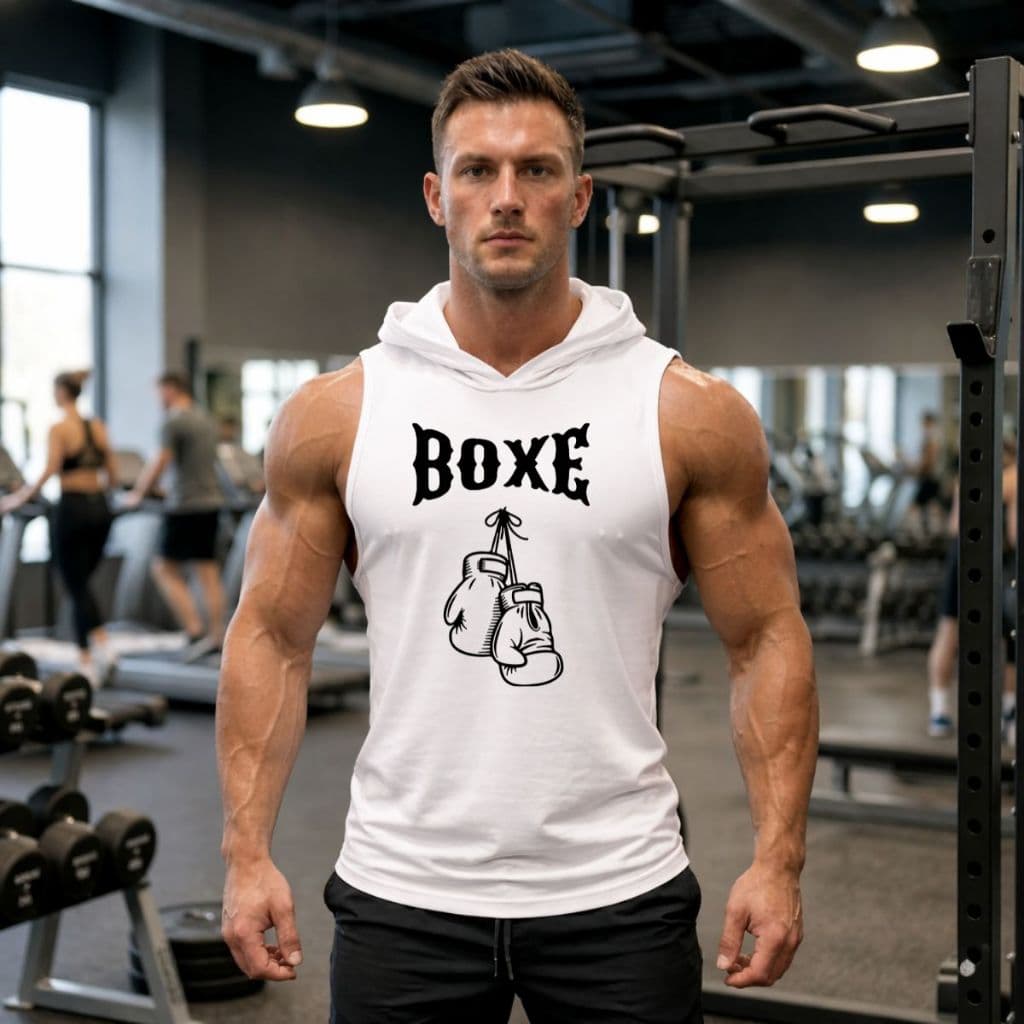 Regata Masculina Com Capuz Boxe Luva Oversized Camiseta Academia Treino