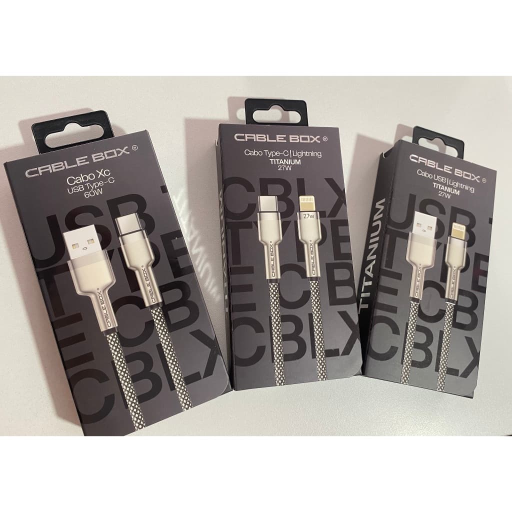 Cabo USB /Type-C / Lightning Iphone 60W/27W Premium Titanium Original 3 Anos de Garantia CABLE BOX