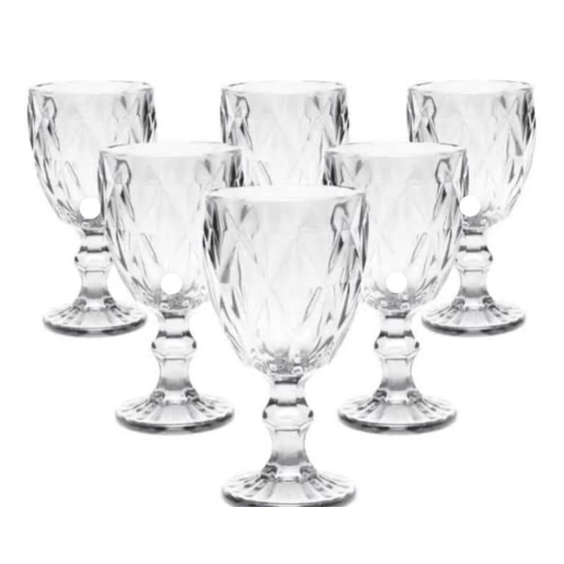 Taças de Vidro 6 Unidades Estilo Diamond Elegante para Vinho Água