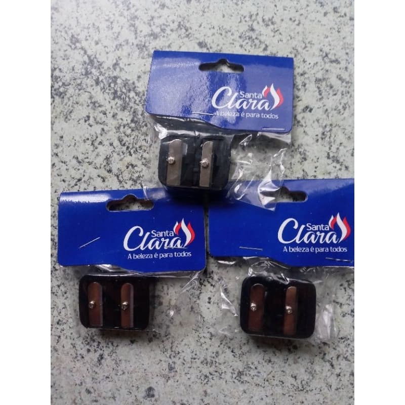KIT COM 3 APONTADORES DUPLOS PARA LÁPIS DE OLHO, "SANTA CLARA".