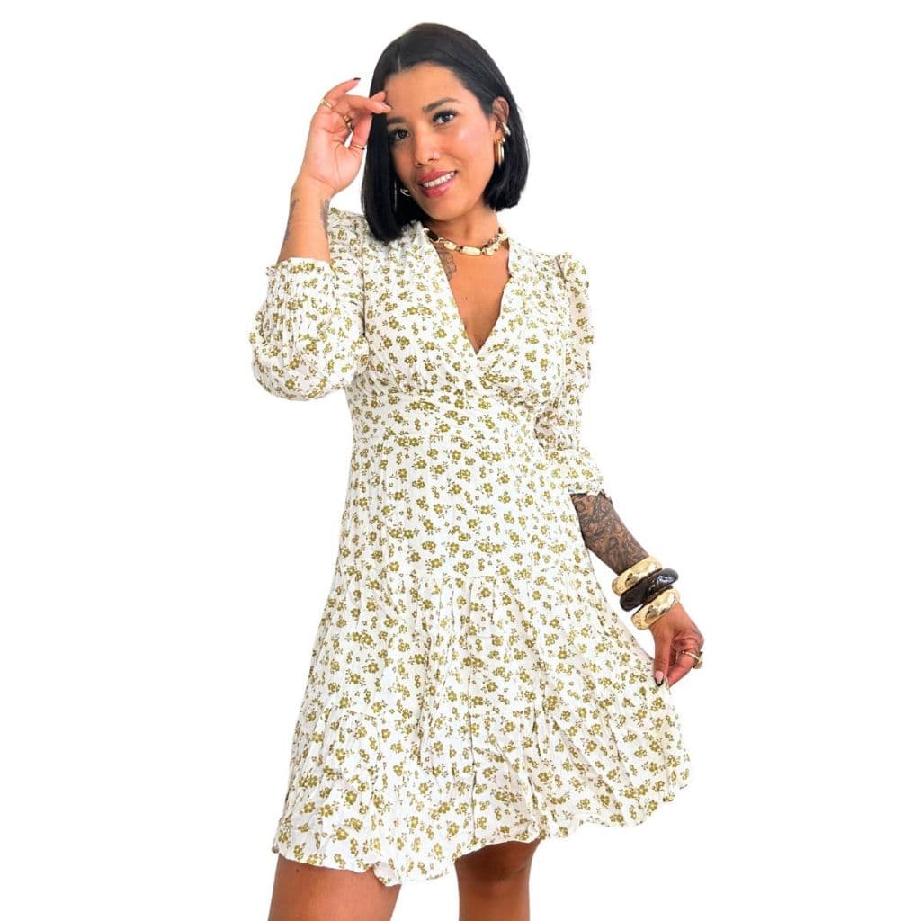 Vestido Midi Duna Manga Bufante Princesa C/ forro Lastex Rodado Soltinho Feminino Casual Luxo