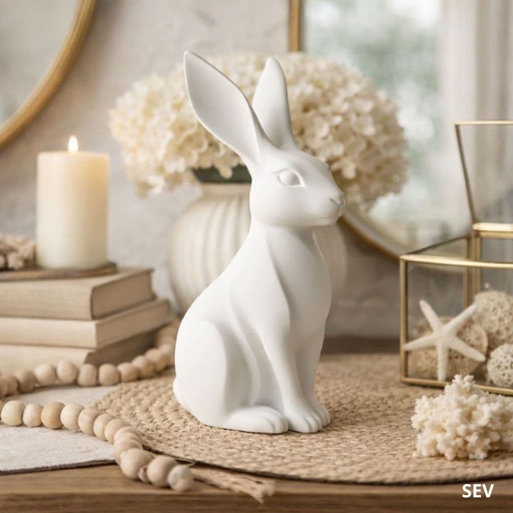 Coelho Decorativo Enfeite Moderno Minimalista 17Cm Elegante Para Casa Escritorio Quarto