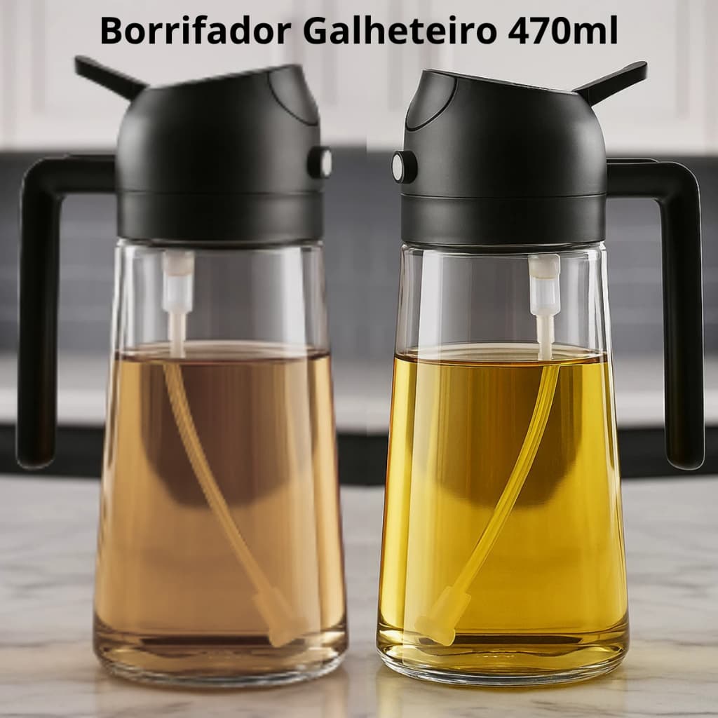 Borrifador Para Azeite e Vinagre Vidro Dosador Spray Galheteiro Azeiteiro de Espirrar Salada 470 ml