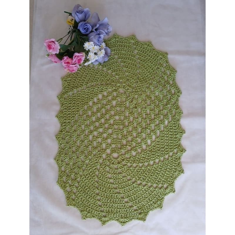 Tapete de crochê oval modelo espiral