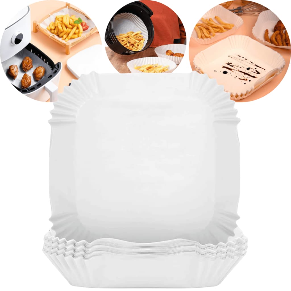 50 Formas Air Fryer Papel Descartável Protetor Forno Micro Cesto Fritadeira Assar Gratinar Alimentos