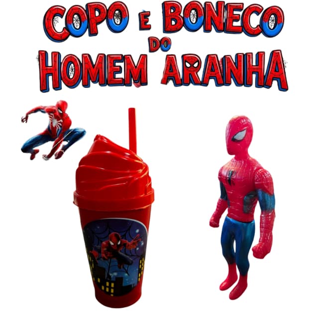 COPO E BONECO DO HOMEM ARANHA