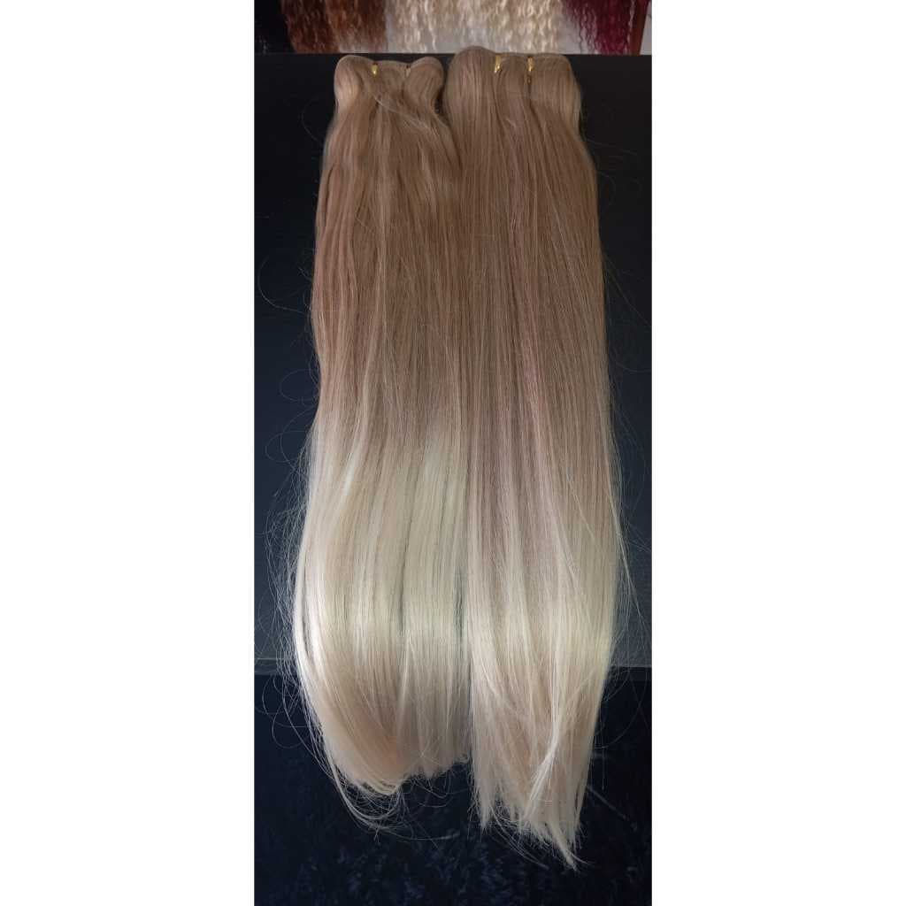 Cabelo na Fita Adesiva Fibra Russa 50cm Liso Loiro Perola Semi Humano