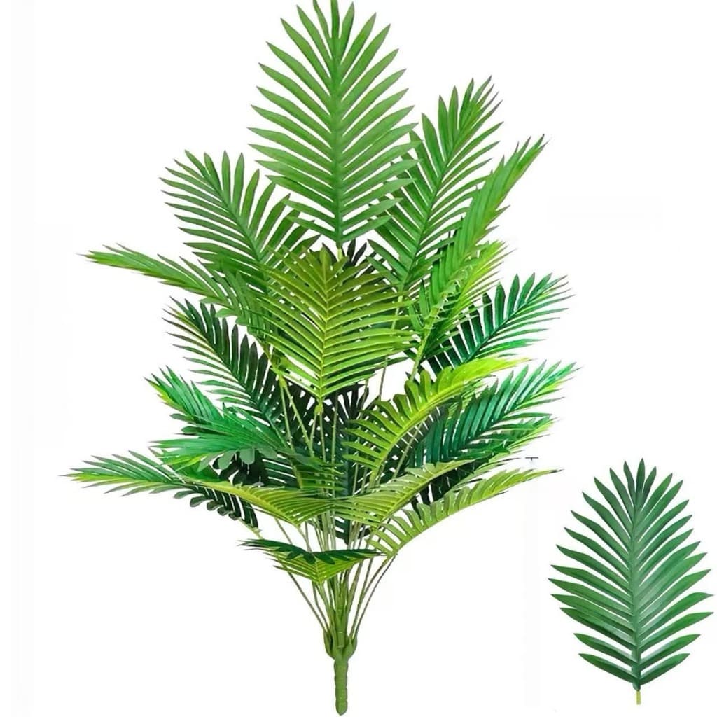 Folha artificial grande de areca, 120 cm de comprimento, 24 folhas / tamanho da folha 33 cm