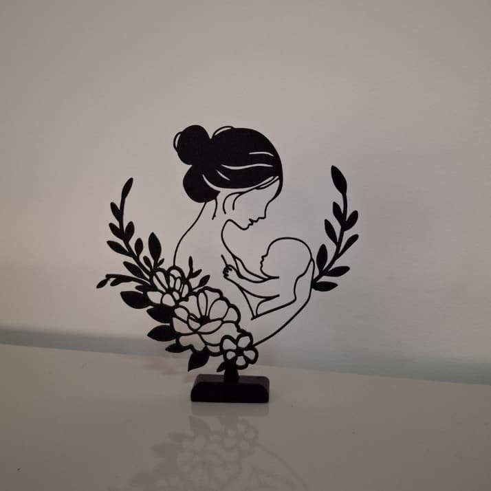 Escultura Mãe e Filho Decorativa Minimalista Moderna Presente Dia das Mães
