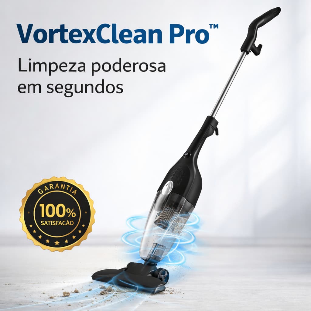 Aspirador Portátil Vertical 2 em 1 VortexClean Pro™ Potente Leve Compacto Limpa Sofá Carro Casa 220V