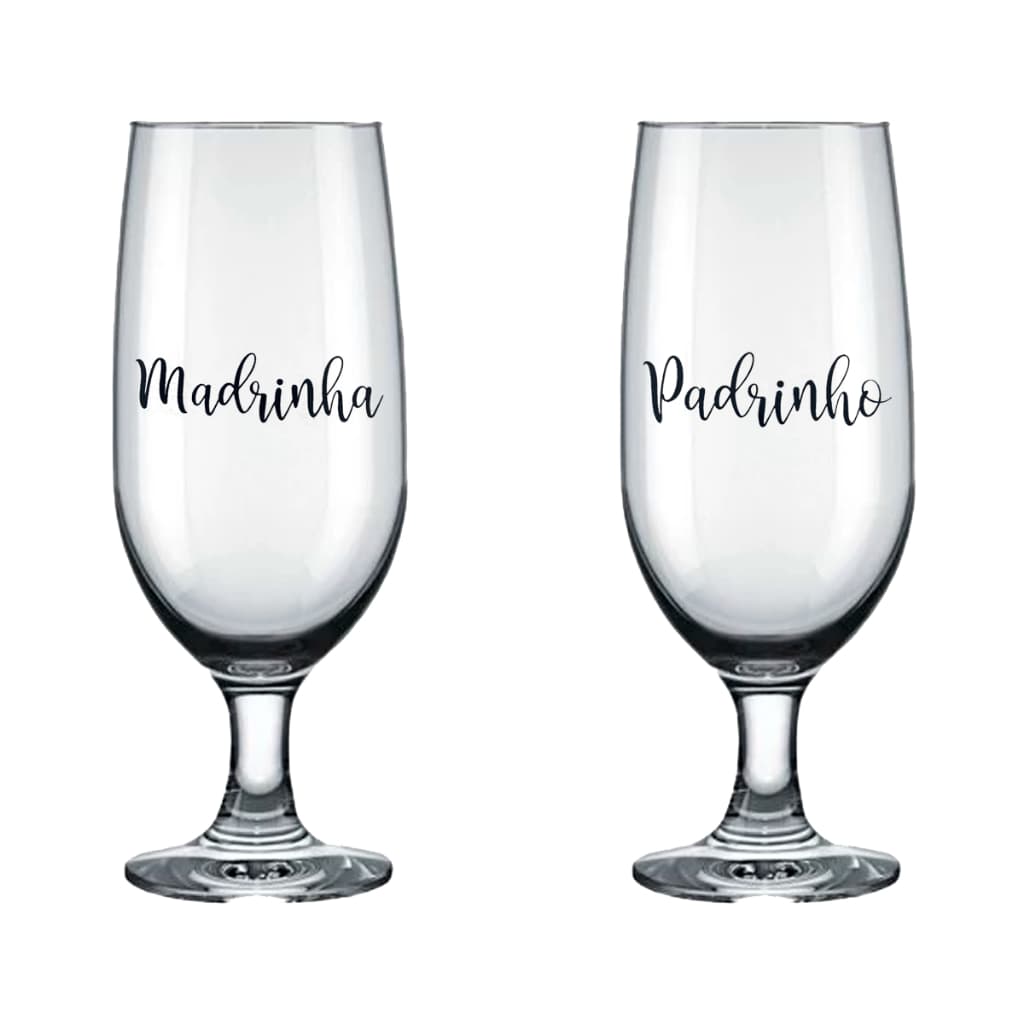 Kit De 2 Taças De 300ml De Vidro Modelo Floripa Minimalista Madrinha E Padrinho Casamento Batizado