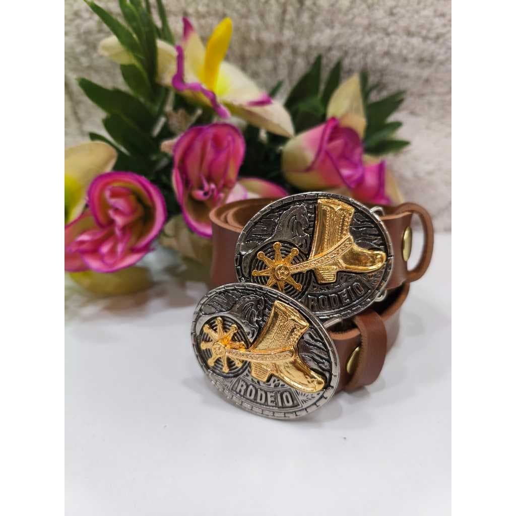 Cinto Infantil Country Montana Unissex Fivela Rodeio Menino Menina Preto Marrom Caramelo
