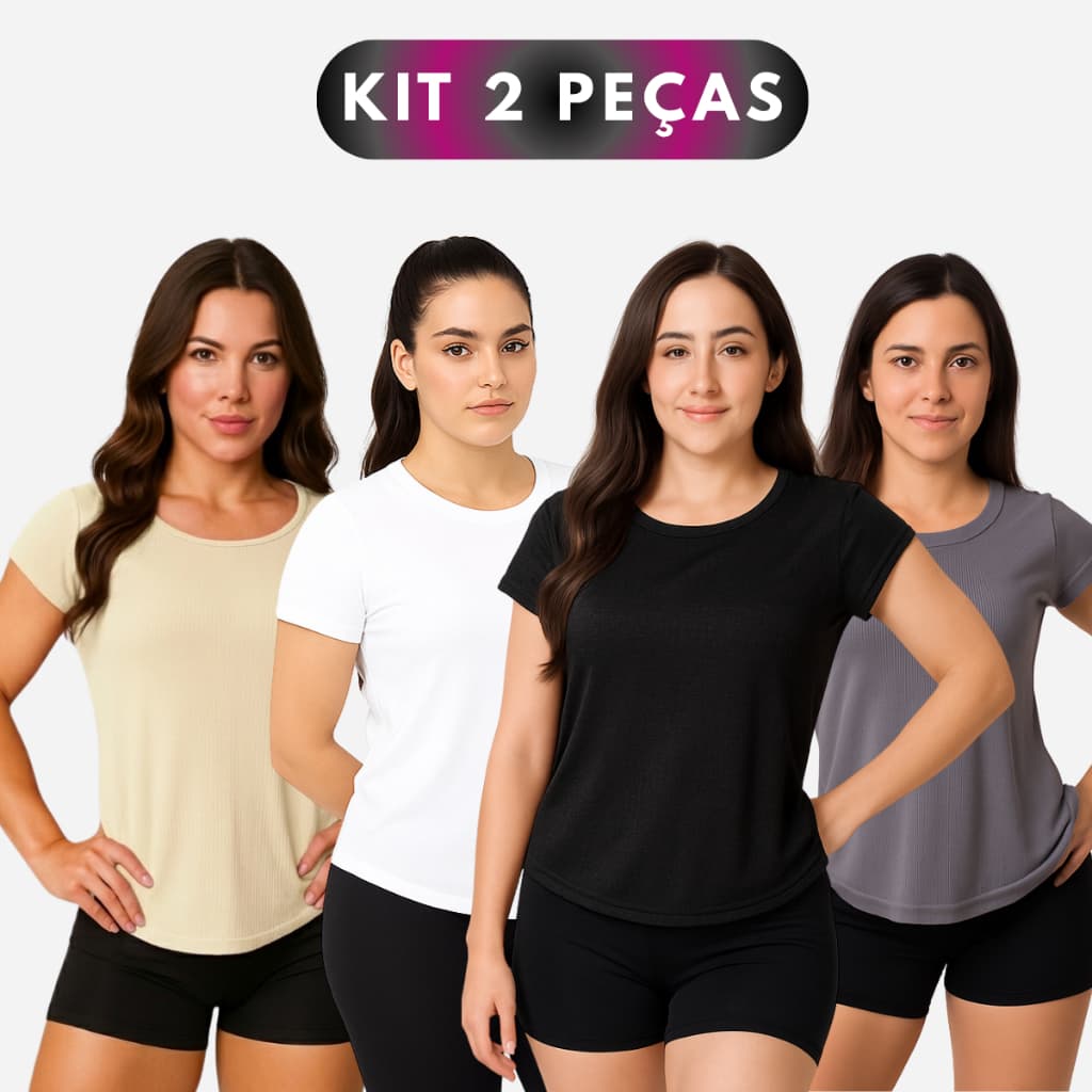 Kit 2 Camiseta Academia Feminina Dry Fit Camisa Blusa Caminhada Musculação Treino Baby Look
