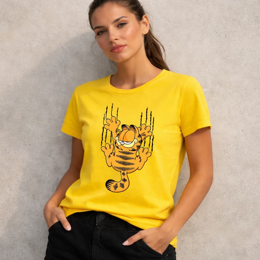 Camiseta Garfield Camisa Básica Manga Curta 100% Algodão Estampa Desenho Blusa Casual Moderna