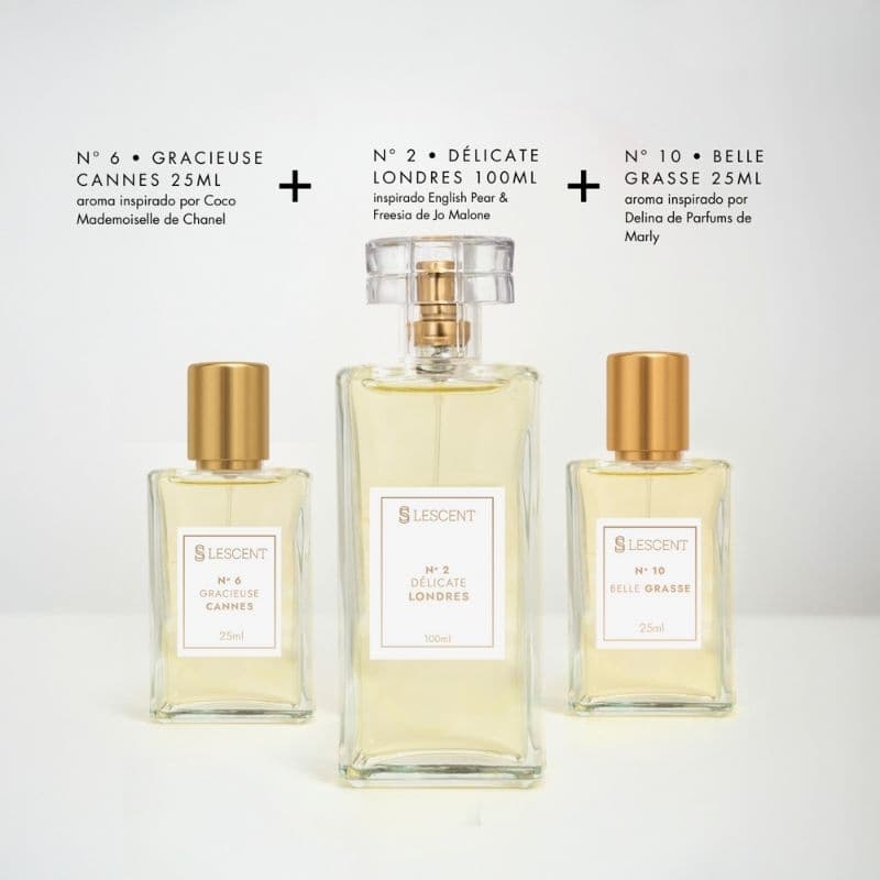 Perfume importado Best-SellerFeminino
Kit Trilogia Essencial: Nº 2 | 100ml + Nº 6 + Nº 10 | 25ml
fragrância inspirada