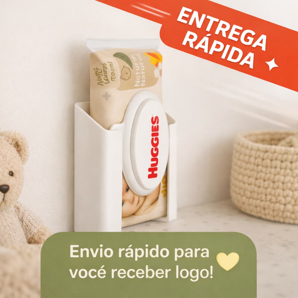 Suporte de Parede para Lenços Umedecidos Largo Porta Toalhas Umedecidas com Fita Dupla Face 3M
