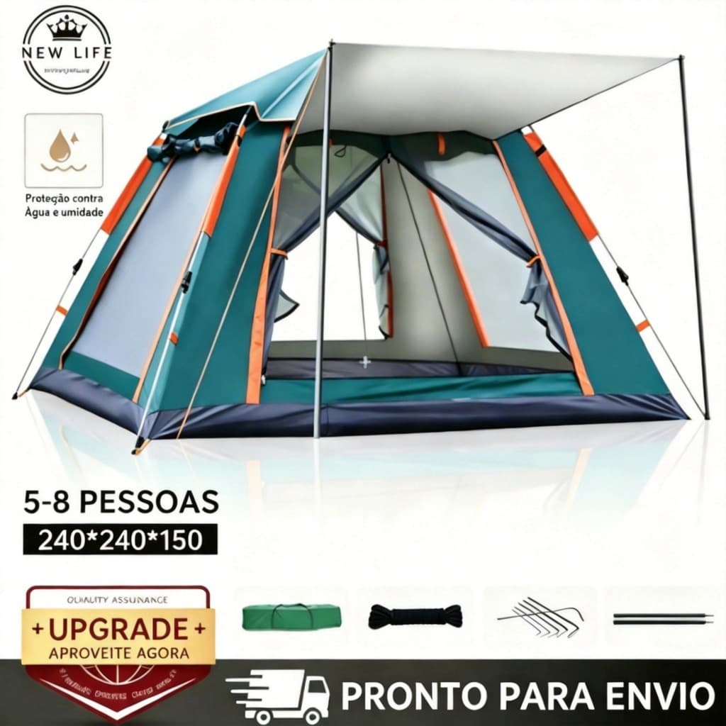 🔥 Flash Sale  Barraca De Acampamento Automática Pop-up,Tenda de Camping Portátil 240*240*150CM 5-8 Pessoa