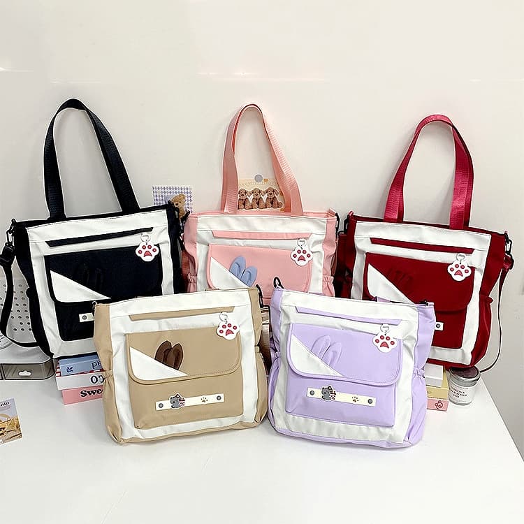 Bolsa Feminina Tiracolo e Ombro Coreana Kawaii Grande Capacidade Escolar Moda Jovem Casual