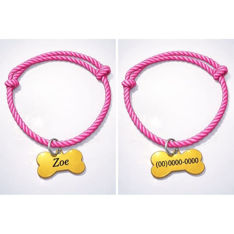 Coleira Colar Pet Personalizada ajustavel com Plaquinha de Identificação Caes e Gatos.