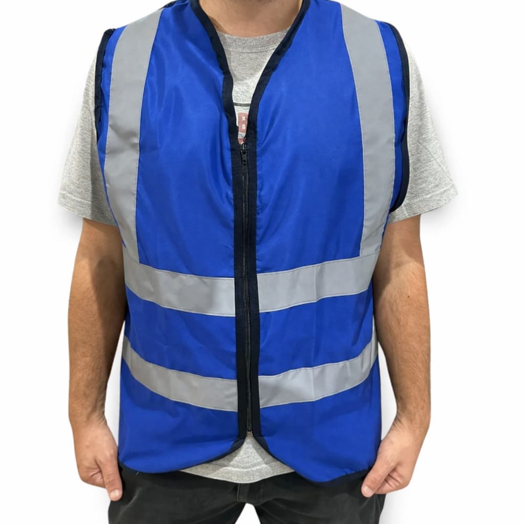 Colete Refletivo Sinalizaçao Segurança Azul Blusão Tactel