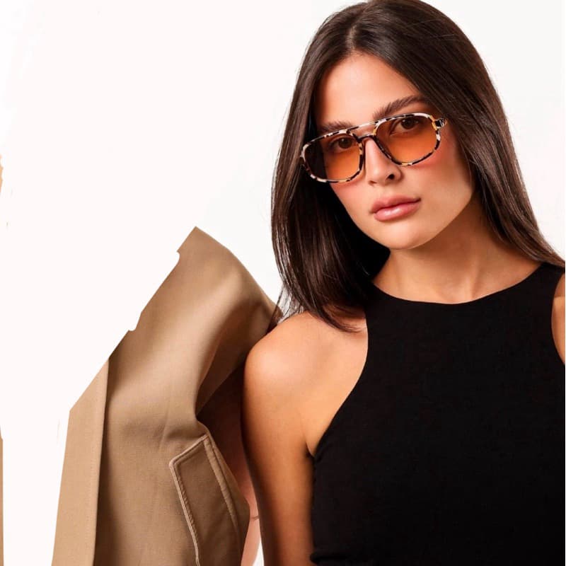 óculos de sol feminino aviador lente marrom