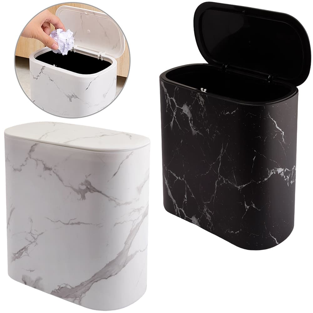 LIXEIRA DE PLASTICO OVAL COM TAMPA CLICK MARMORE 8,5L