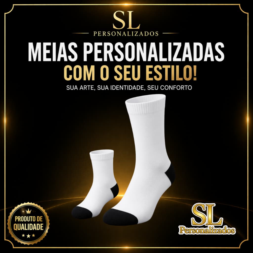Meia Personalizada com Foto | Presente Criativo | Rosto, Pet, Casal, Família | Cano Alto