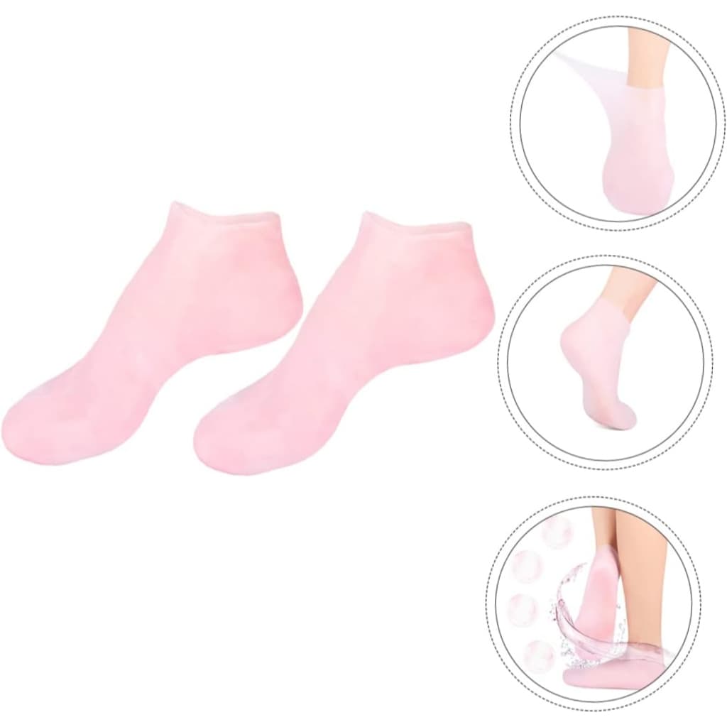 Kit 2 Meias Cuidados Com Os Pés Spa Uso Doméstico Novo Silicone Calcanhar Gel Hidratante Pé Rachado