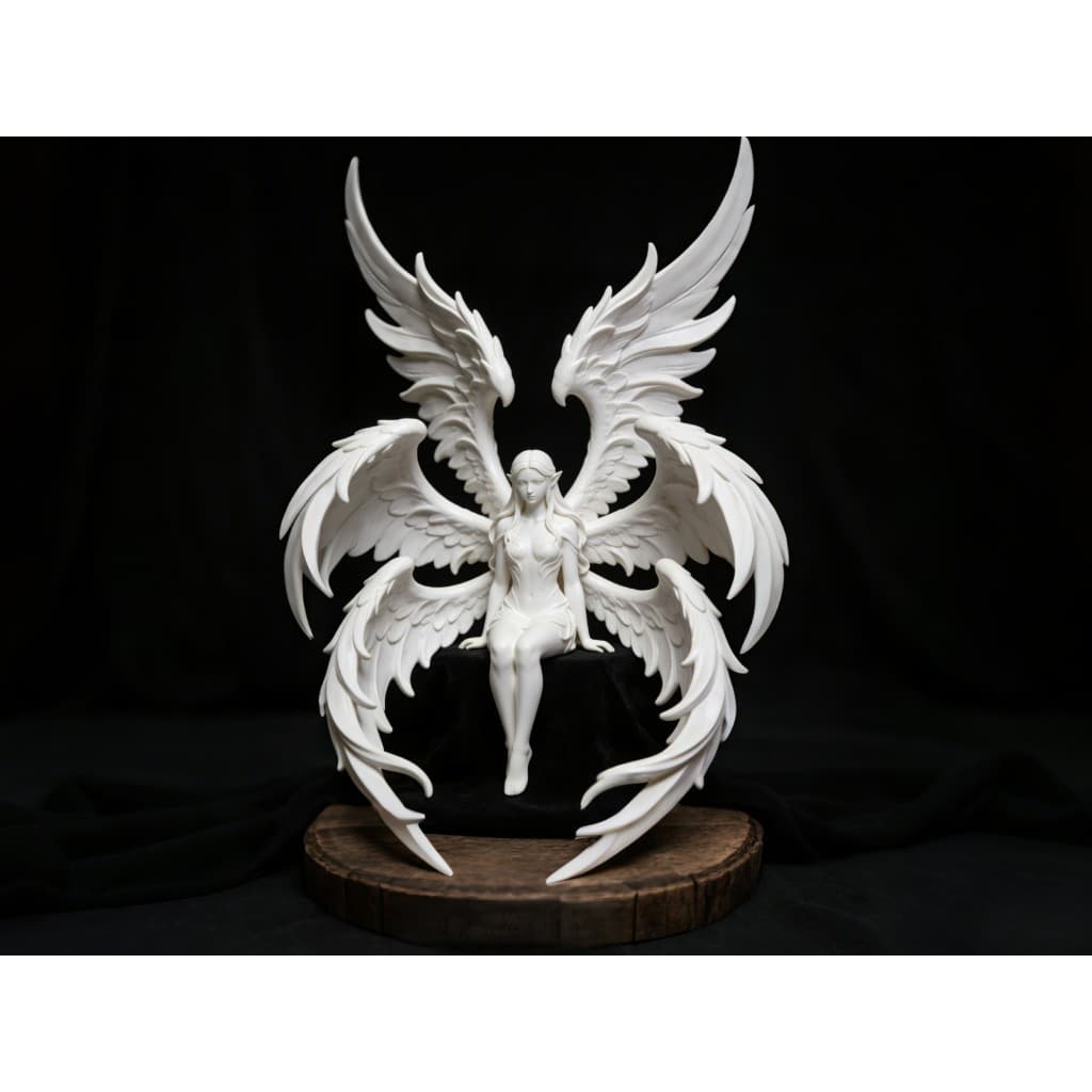 Anjo Sentado Decorativo 3D Escultura Presente Enfeite Mesa Estante