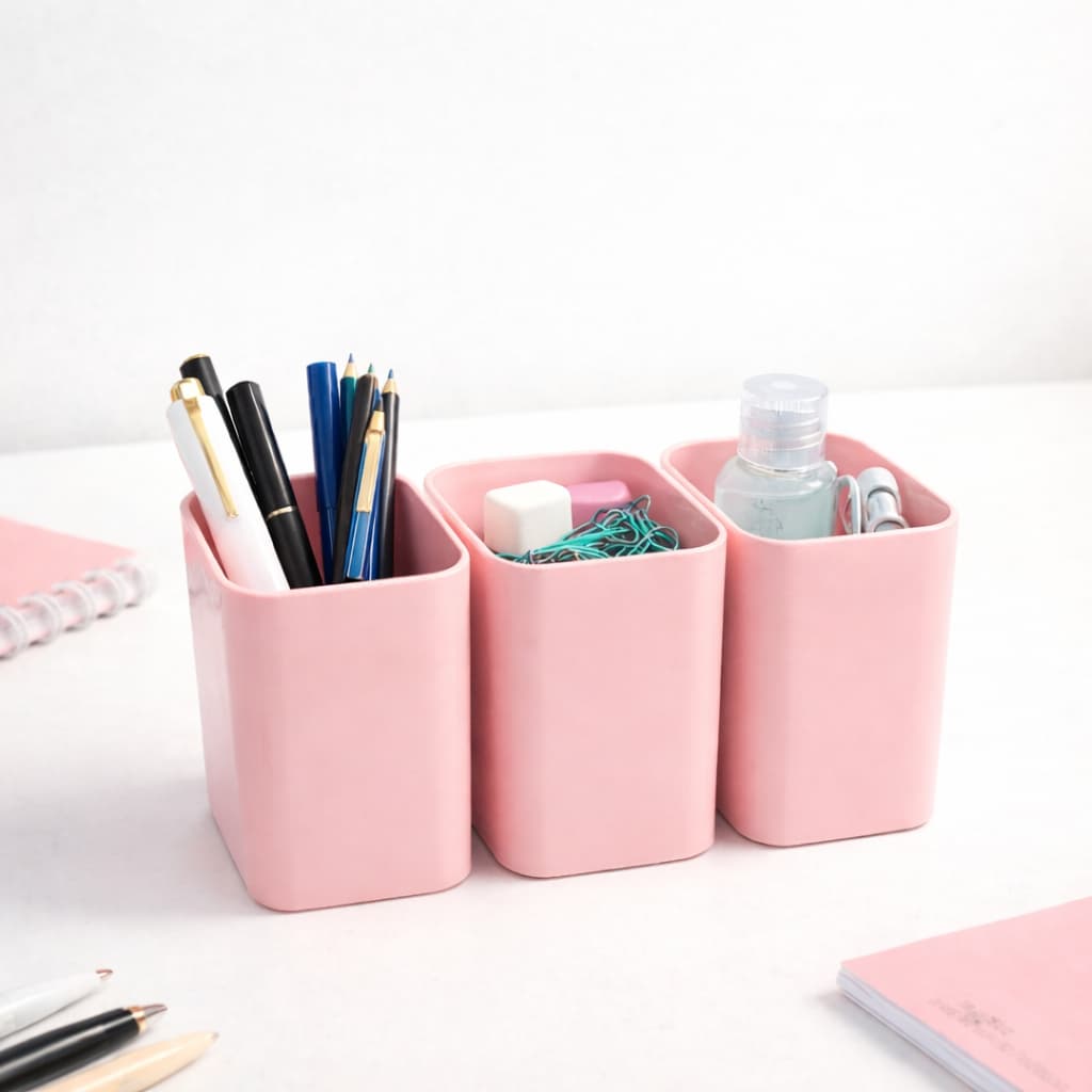 Kit Organizador de Mesa 3 Peças Porta Objetos Multiuso Compacto
