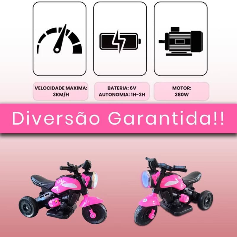Mini Moto Infantil Eletrica Rosa Veiculo Motorizado Crianca Diversao Seguranca