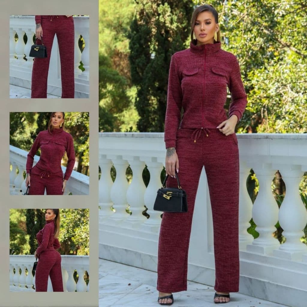 Conjunto Feminino Dia das Mães Outono Inverno Blusa Zíper Manga Longa + Calça Elegante Conforto Max