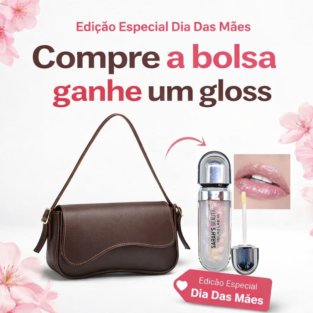 Kit de Dia Das Mães Bolsa Feminina Baguete + Gloss Labiais Lip Sarah's Beauty Hidrante