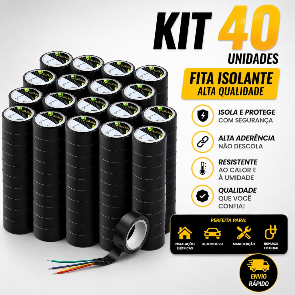 Fita Isolante Antichamas Rolo 5 Metros Isole com qualidade Premium uso Profissional Cores variadas.