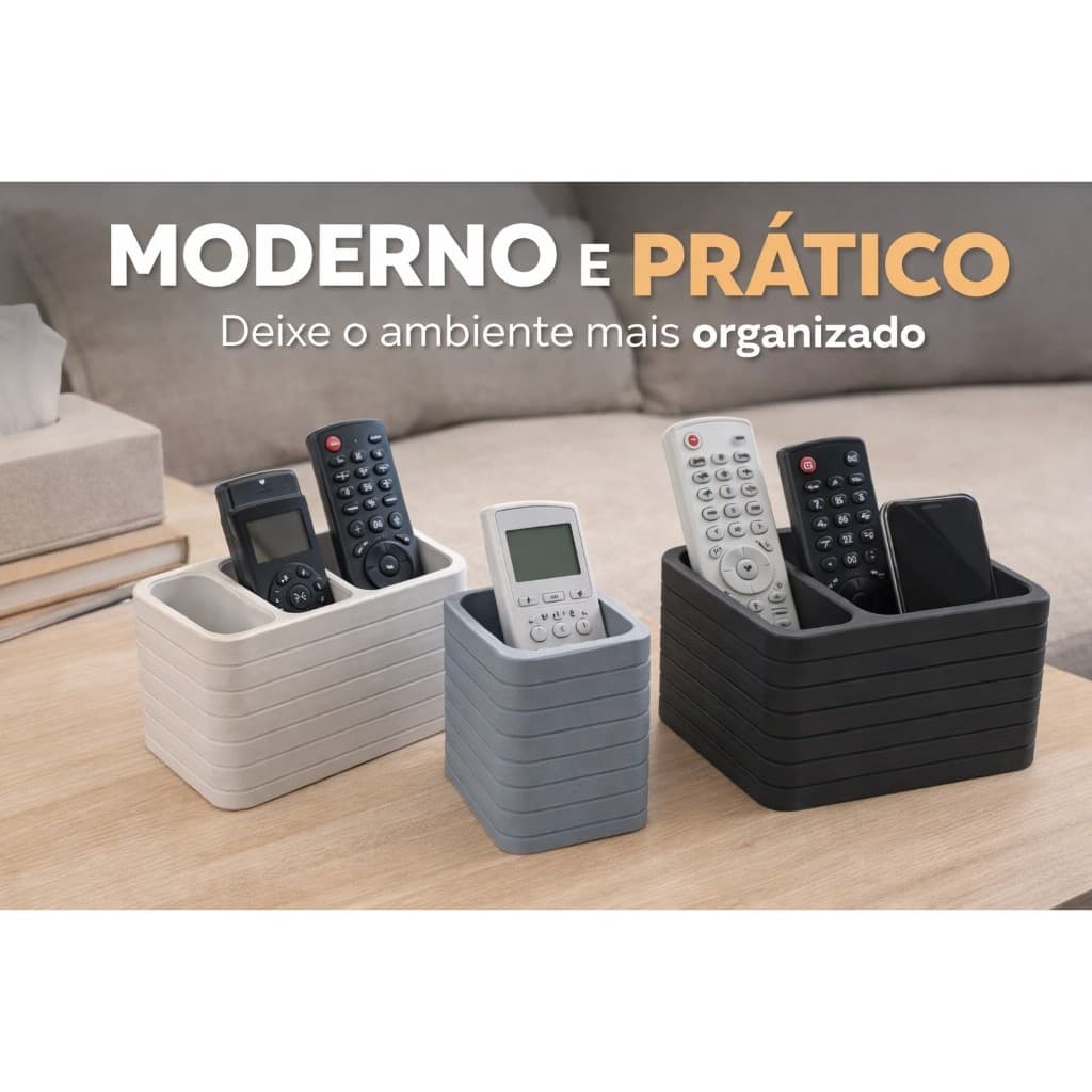 Suporte Controle Remoto Organizador 1 2 3 Lugares Mesa Sala Pronta Entrega | Suporte Moderno Branco Preto Cinza