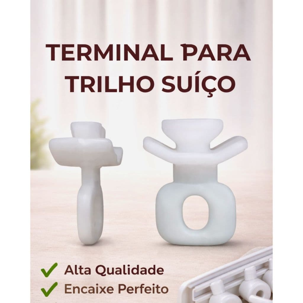 Terminal Plástico para Trilho de Cortina 15mm - Alta Resistência  Encaixe Perfeito  Não Quebra Fácil