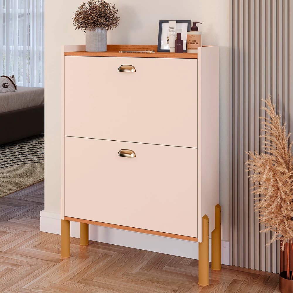 Sapateira 2 Portas Basculante Hall de Entrada Quarto Home Decor Lolla Com Pés Organizadora